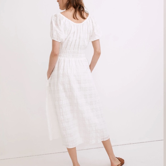 Madewell Sophia Midi Dress in Seersucker Check Lighthouse Size XL - Picture 3 of 12